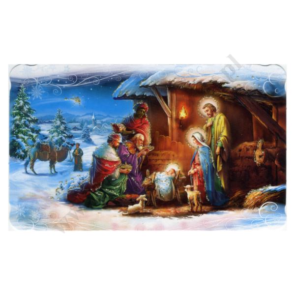 OBRAZEK KOLĘDOWY BROKAT - format 10.4 x 6.2 cm - PACZKA 100 szt. - 76076