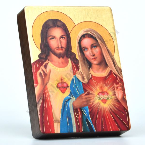 SERCE JEZUSA I SERCE MATKI BOŻEJ - ikona 12 x 16.5 cm - 51546