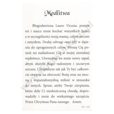 BŁ. LAURA VICUNA   - obrazek 6.5 x 10 cm - paczka 100 szt. - 83970