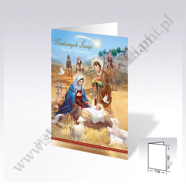 KARTKA SKŁADANA BOŻE NARODZENIE Z OPŁATKIEM I KOPERTĄ B6O