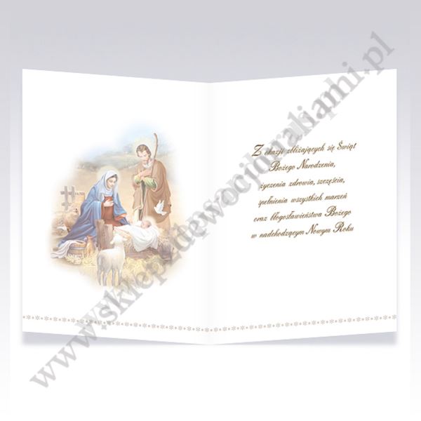 KARTKA SKŁADANA BOŻE NARODZENIE Z OPŁATKIEM I KOPERTĄ B6O