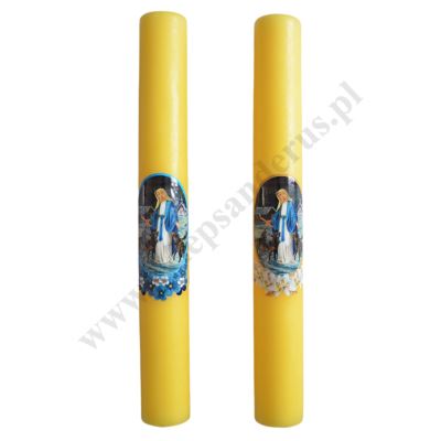 GROMNICA PARAFINOWA - ŻÓŁTA Z NAKLEJKĄ - 40/5 - mix wzorów - 2806