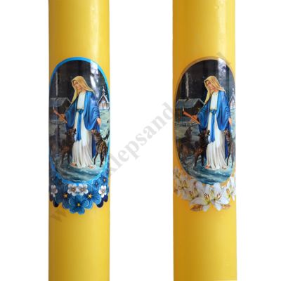 GROMNICA PARAFINOWA - ŻÓŁTA Z NAKLEJKĄ - 40/5 - mix wzorów - 2806