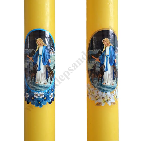 GROMNICA PARAFINOWA - ŻÓŁTA Z NAKLEJKĄ - 40/5 - mix wzorów - 2806