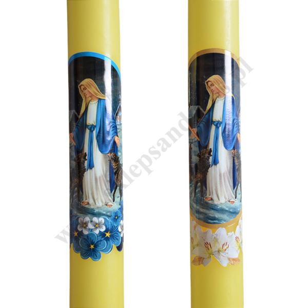 GROMNICA PARAFINOWA ŻÓŁTA Z NAKLEJKĄ - 40/3 - mix wzorów - 66244