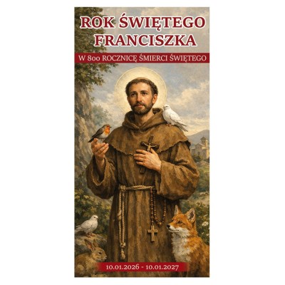 Baner na Rok Świętego Franciszka - Hurtownia SANDERUS - sprzęt liturgiczny, dewocjonalia i książka katolicka.