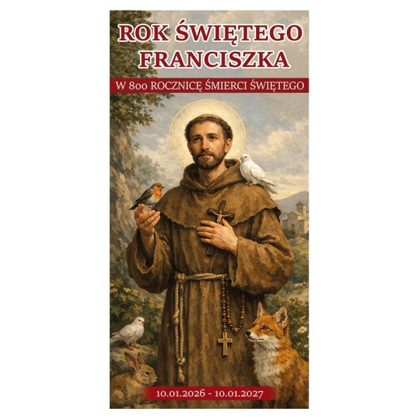 Baner na Rok Świętego Franciszka - Hurtownia SANDERUS - sprzęt liturgiczny, dewocjonalia i książka katolicka.