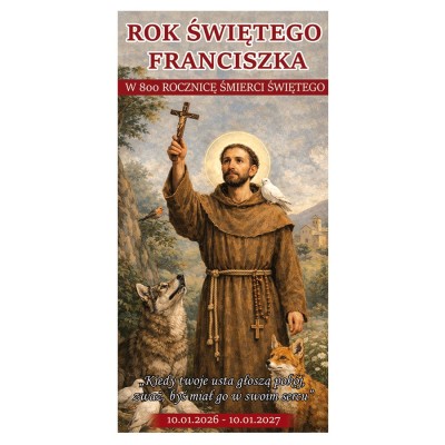 Baner na Rok Świętego Franciszka - Hurtownia SANDERUS - sprzęt liturgiczny, dewocjonalia i książka katolicka.