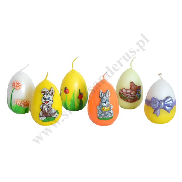 ŚWIECA PISANKA - wys. 6 cm - mix kolorów - 9855