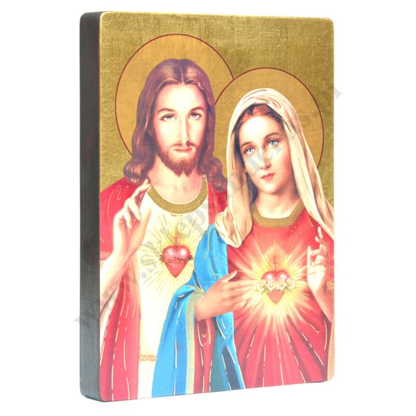 SERCE JEZUSA I SERCE MATKI BOŻEJ - ikona 17 x 23 cm - 51529
