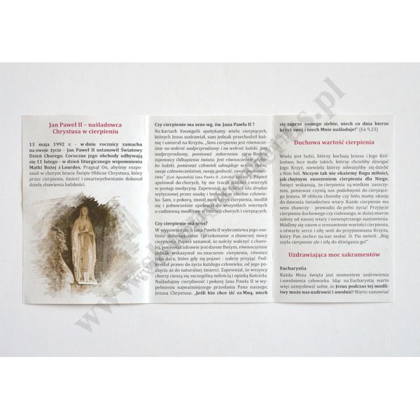 W JEGO RANACH JEST NASZE ZDROWIE - folder na dzień chorego - 88054