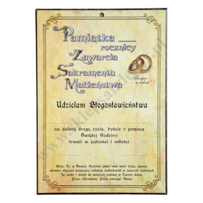 PAMIĄTKA ROCZNICY ZAWARCIA SAKRAMENTU MAŁŻEŃSTWA - format A5 - 75266