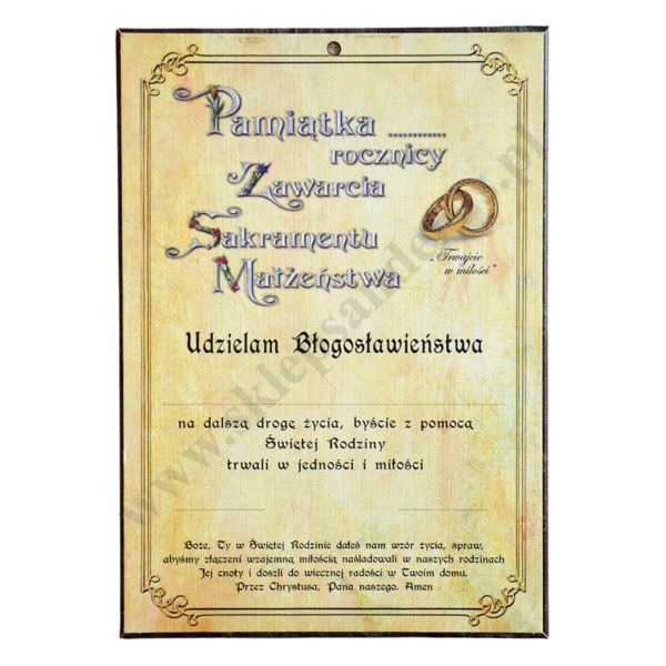 PAMIĄTKA ROCZNICY ZAWARCIA SAKRAMENTU MAŁŻEŃSTWA - format A5 - 75266