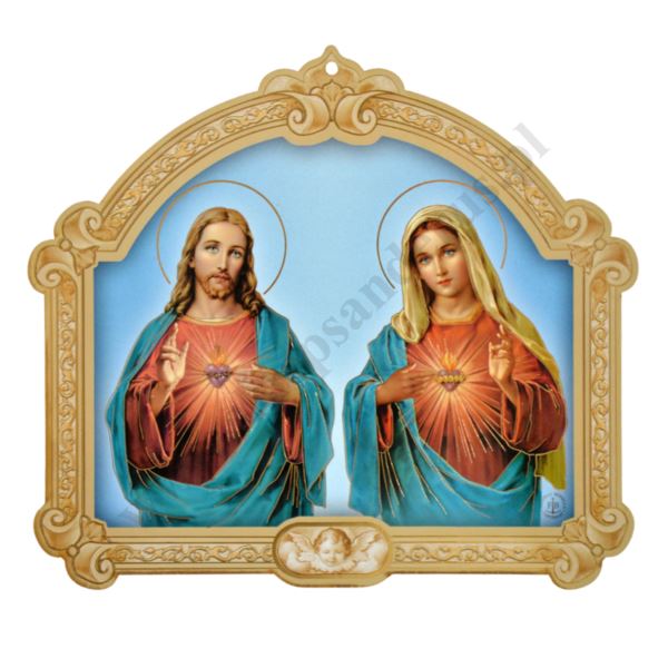 SERCE PANA JEZUSA I MATKI BOŻEJ - obrazek 20.5 x 18.3 cm - 38637