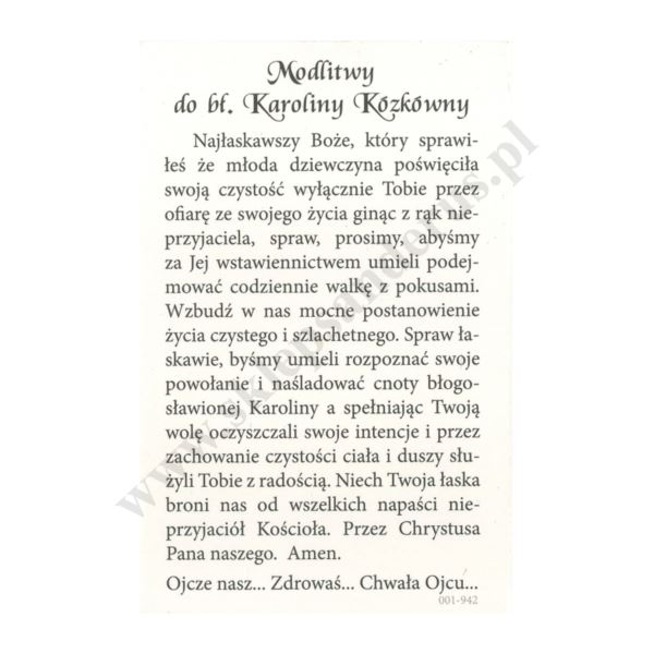 BŁ. KAROLINA KÓZKÓWNA - obrazek 6.5 x 10 cm - paczka 100 szt. - 11834