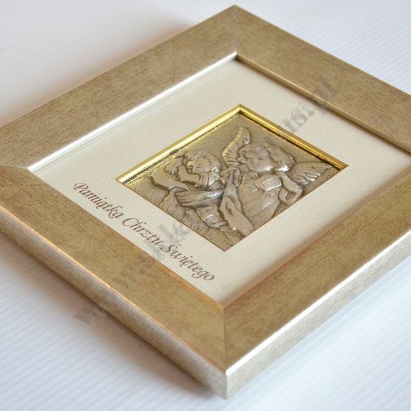 ANIOŁ STRÓŻ - OBRAZEK SREBRNY W RAMCE - 85487