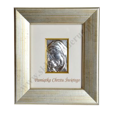 MATKA BOŻA Z DZIECIĄTKIEM - pamiątka Chrztu Świętego - format 14.5 x 16.5 cm - 7619