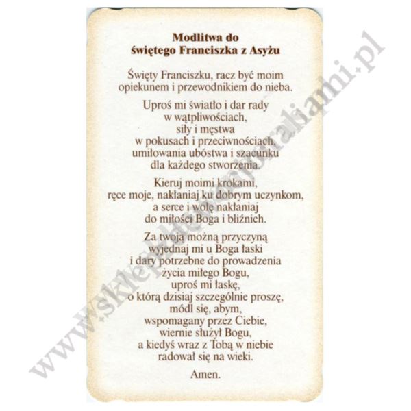 OBRAZKI ŚW.FRANCISZKA Z ASYŻU - paczka 100 szt.