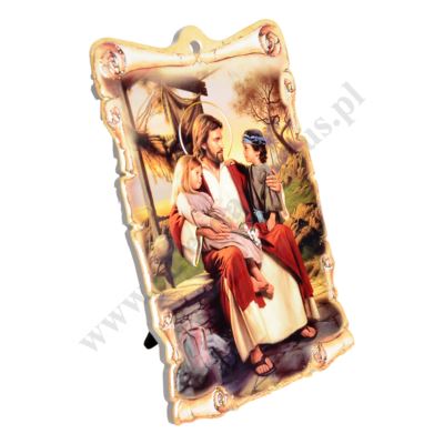 PAN JEZUS Z DZIEĆMI - obrazek ceramiczny 15 x 22 cm - 45949