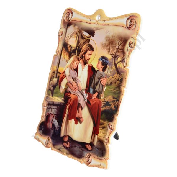 PAN JEZUS Z DZIEĆMI - obrazek ceramiczny 15 x 22 cm - 45949