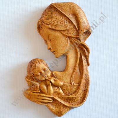 MATKA BOŻA Z DZIECIĄTKIEM - płaskorzeźba - wys. 13.4 cm - 6018