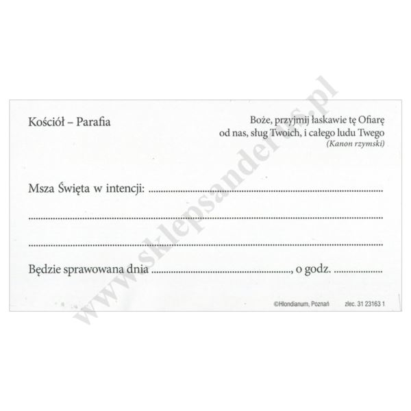 PAMIĄTKA SPRAWOWANEJ MSZY ŚWIĘTEJ - obrazek 13 x 7 cm - paczka 50 szt. - 0686