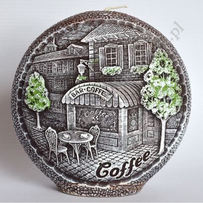 ŚWIECA DYSK ZAPACHOWY - ZAPACH KAWA - średnica 13.5 cm - 66731