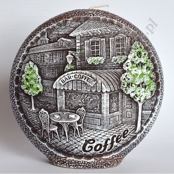 ŚWIECA DYSK ZAPACHOWY - ZAPACH KAWA - średnica 13.5 cm - 66731