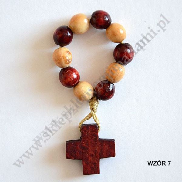 RÓŻANIEC DZIESIĄTKA DREWNIANA - mix wzorów - 4015