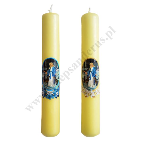 GROMNICA PARAFINOWA ŻÓŁTA Z NAKLEJKĄ - 19/3 - mix wzorów - 60133