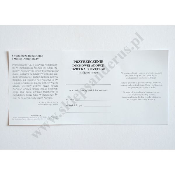 DEKLARACJA DUCHOWEJ ADOPCJI - 70325