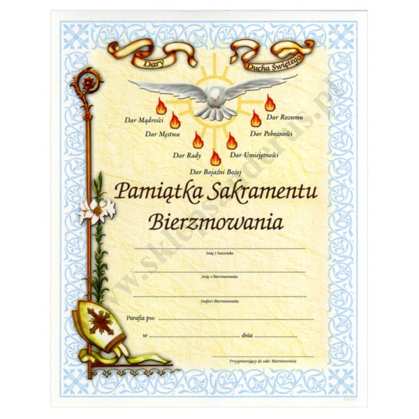 PAMIĄTKA SAKRAMENTU BIERZMOWANIA - 20.4 x 25.4 cm - 8106