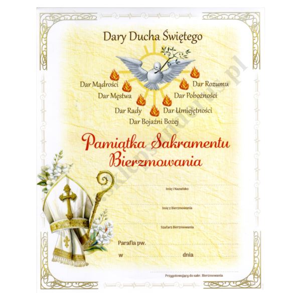 PAMIĄTKA SAKRAMENTU BIERZMOWANIA - 20 x 25 cm - 65727
