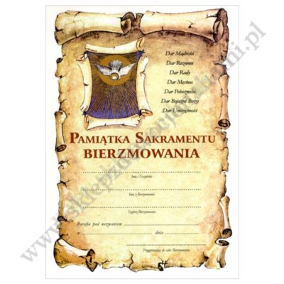 PAMIĄTKA BIERZMOWANIA - format 14.8 x 21 cm - 38666