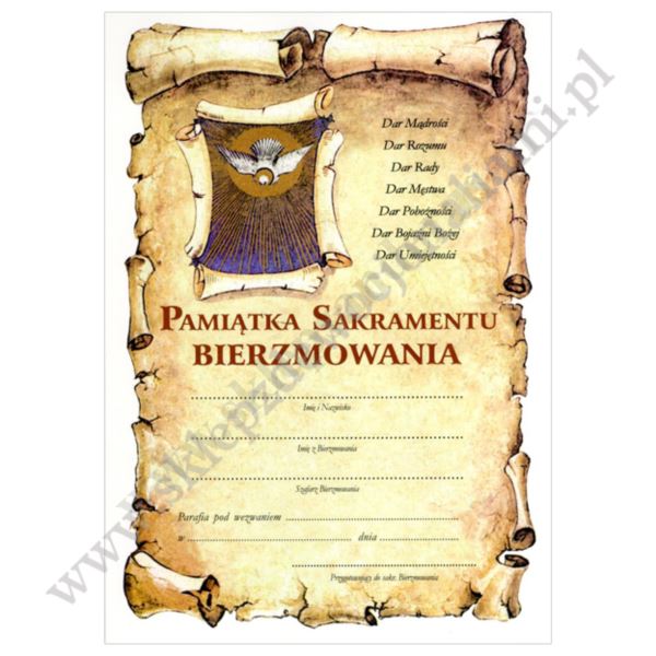 PAMIĄTKA BIERZMOWANIA - format 14.8 x 21 cm - 38666