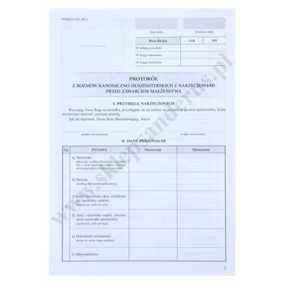 PROTOKÓŁ PRZEDMAŁŻEŃSKI - format A4 - paczka 10 szt. - 8804