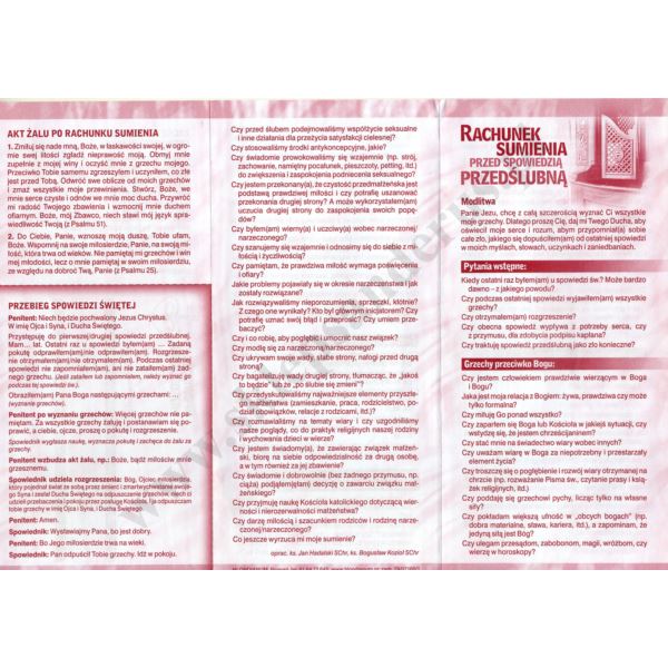 RACHUNEK SUMIENIA PRZED SPOWIEDZIĄ PRZEDŚLUBNĄ - format 9.8 x 21 cm - paczka 25 szt. - 5473