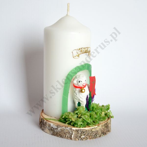 ŚWIECA OZDOBNA Z BARANKIEM - wys. 15 cm - 1228
