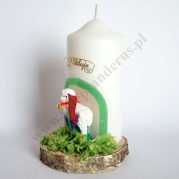ŚWIECA OZDOBNA Z BARANKIEM - wys. 15 cm - 1228