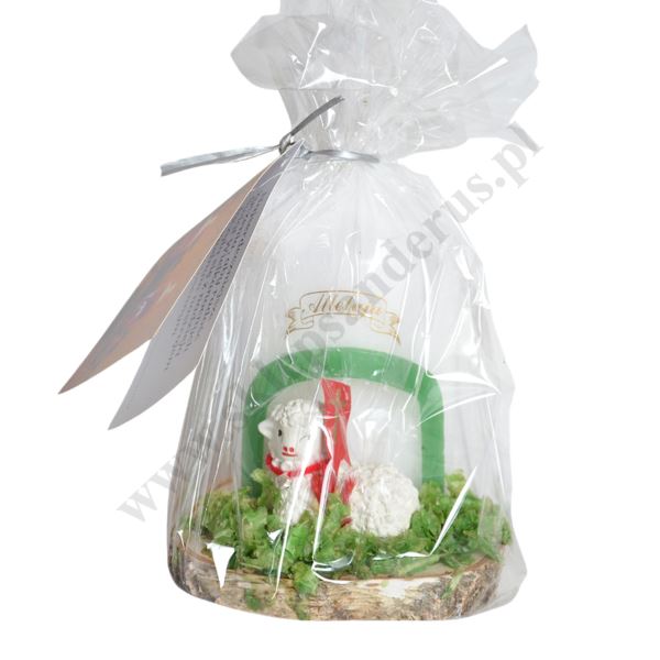 ŚWIECA OZDOBNA Z BARANKIEM - wys. 13 cm - 7511