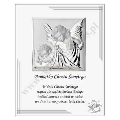 ANIOŁ STRÓŻ - OBRAZEK SREBRNY 20 x 25 cm - VL880S1BI