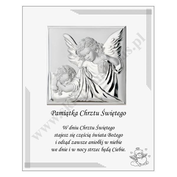 ANIOŁ STRÓŻ - OBRAZEK SREBRNY 20 x 25 cm - VL880S1BI