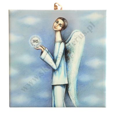 ANIOŁ IHS - obrazek na ceramice 15 x 15 cm - 56953