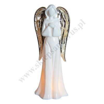 ANIOŁ CERAMICZNY PODŚWIETLANY - wys. 26.5 cm - 7564