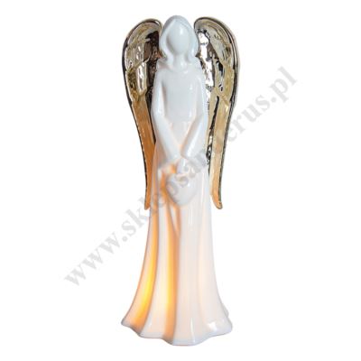 ANIOŁ CERAMICZNY PODŚWIETLANY - wys. 22.5 cm - 87442