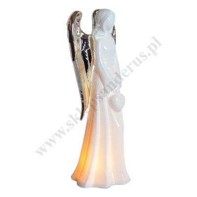 ANIOŁ CERAMICZNY PODŚWIETLANY - wys. 22.5 cm - 87442