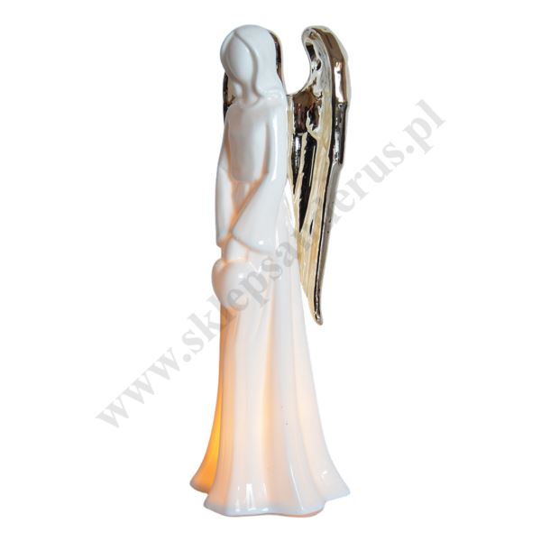 ANIOŁ CERAMICZNY PODŚWIETLANY - wys. 22.5 cm - 87442