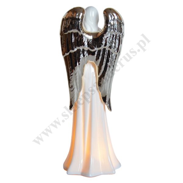 ANIOŁ CERAMICZNY PODŚWIETLANY - wys. 22.5 cm - 87442