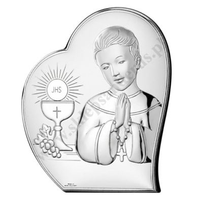 PAMIĄTKA I KOMUNII ŚWIĘTEJ - OBRAZEK SREBRNY 12 x 14.5 cm - 81093/2L