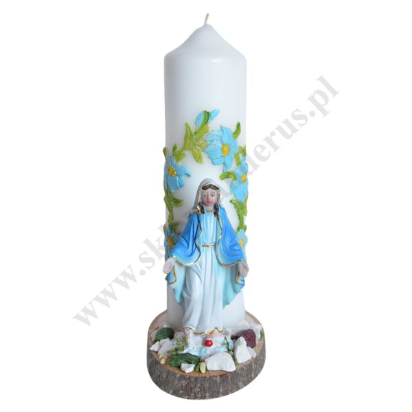 ŚWIECA Z FIGURKĄ MATKI BOŻEJ NIEPOKALANEJ - wys. 24 cm - 61450